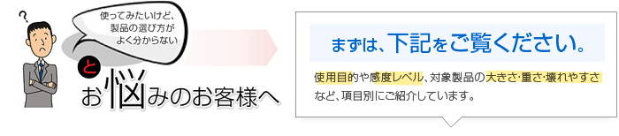 使ってみたいけど、製品の選び方がよく分からないとお悩みのお客様へ